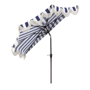 Beverly 9 ft. Designer Classic Scalloped Fringe Half Market Patio Umbrella